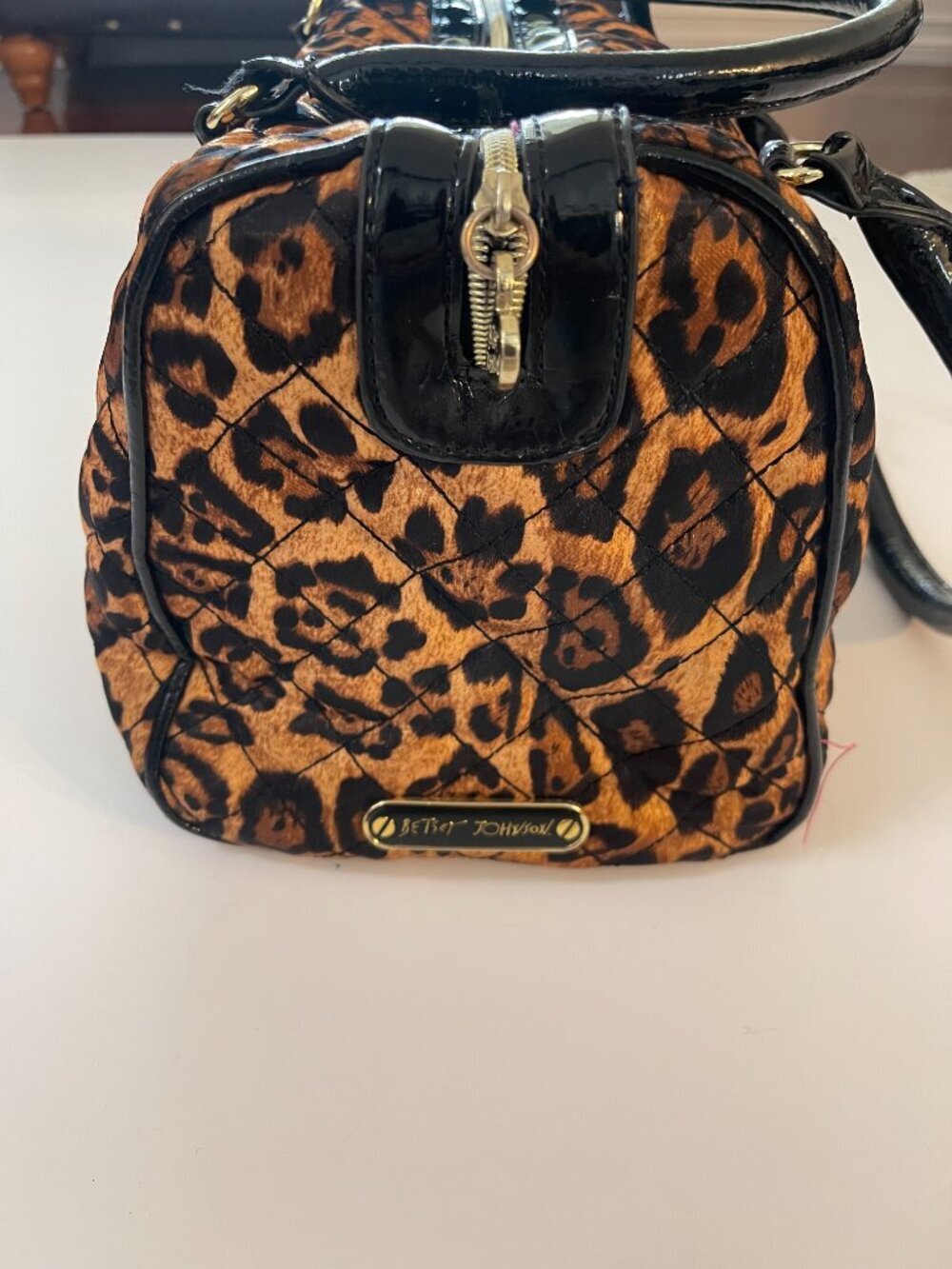 Vintage Betsey Johnson Y2K Leopard Bow Satchel Bag - Picture 9 of 15